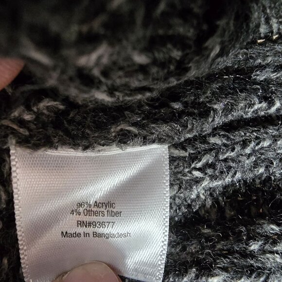 St. Johns Bay Womens Cable Knit Button Front Sweater Charcoal Black - Picture 5 of 8